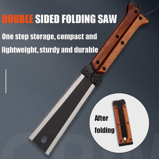Portable foldable double-sided saw