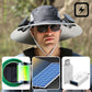 Wide Brim Solar Fan Outdoor Fishing Hat-Solar & USB Charging