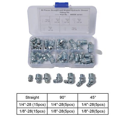 Straight and Angled Hydraulic Grease Fitting Kit
