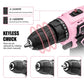 Pink Cordless Drill Driver Set with 25+1 Torque Settings