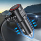 🔌120W Car Charger Adapter – 4 USB Ports (PD 30W + QC 3.0) + 3 Sockets, Real-Time Voltage Display! 🚗⚡