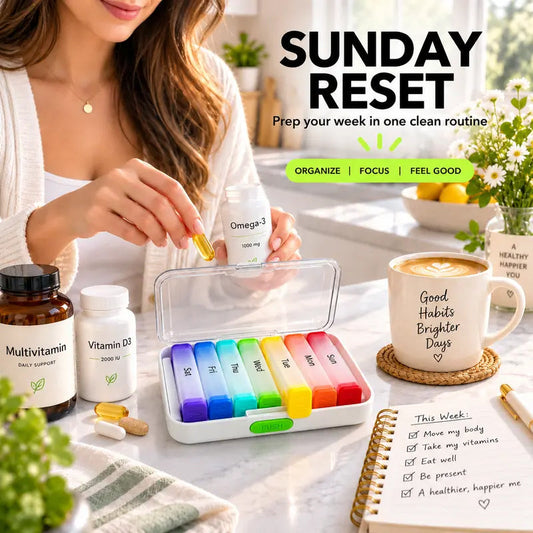🧳 LIMITED-TIME 50% OFF! 💊 7-Day Detachable Pill Organizer – Color Coded, Portable, Light Resistant ✨