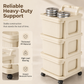 Cream Colored Multi Tier Rolling Storage Cart with Drawers Floor Standing Mobile Utility Organizer Rack for Home Living Room Bedroom Snacks and Toys
