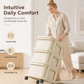 Cream Colored Multi Tier Rolling Storage Cart with Drawers Floor Standing Mobile Utility Organizer Rack for Home Living Room Bedroom Snacks and Toys