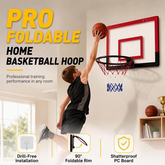 ⏳Time-Limited Special⏰No Drill Wall Mounted Folding Basketball Hoop Toy Set for Kids Indoor and Outdoor Play