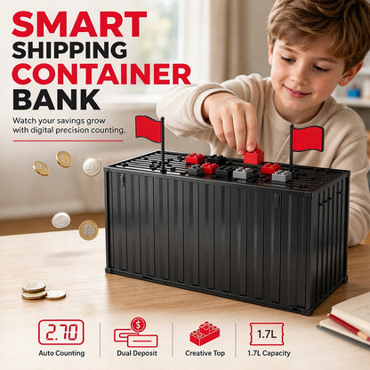 ⏳Limited-time 50% off💥Digital Coin Savings Jar Shipping Container Shaped Piggy Bank with Automatic Coin Counting for USD EUR GBP Coins Battery Operated Money Bank