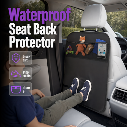 📢📢50% OFF !! ⏰Car Backseat Kick Mat Protector: Waterproof, Storage Pockets🚗