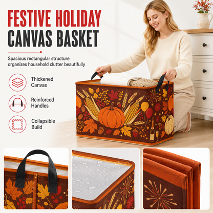 Large Foldable Christmas Storage Basket Square Laundry Hamper and Organizer Bin
