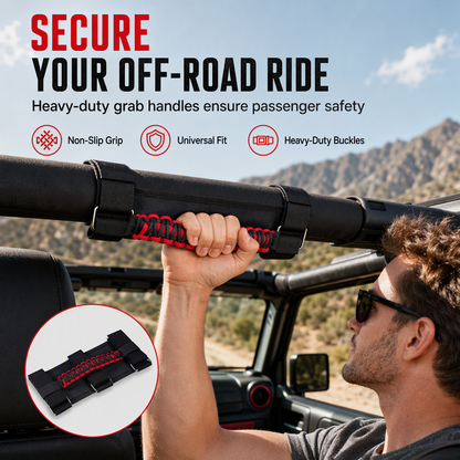 🚙 LIMITED-TIME 50% OFF! 🤝 Non-Slip Paracord Braided Roof Grab Handle – For SUV & Off-Road Vehicles ✨