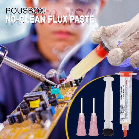 Pousbo® NC-559-ASM No-Clean Flux Paste and 10 Milliliters Pneumatic Dispenser (Complete with Plunger & Dispensing Tip)