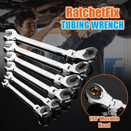 Open Tubing Ratchet Wrench (Fixed Head-Flexible Head 2 IN 1)